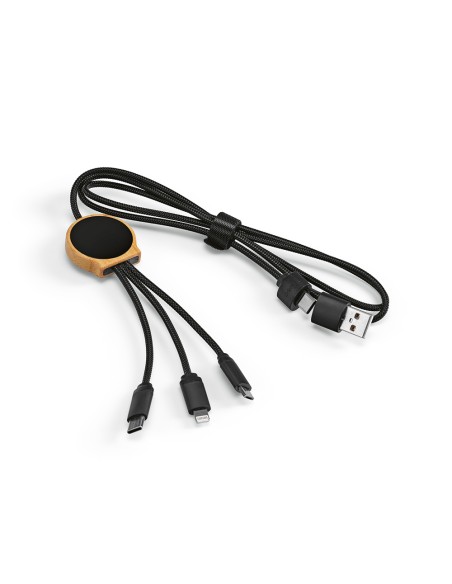 Asimov cavo 5-in-1 in bambù e rPET. Logo retroilluminato.