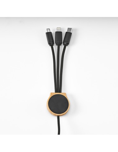 Asimov cavo 5-in-1 in bambù e rPET. Logo retroilluminato.