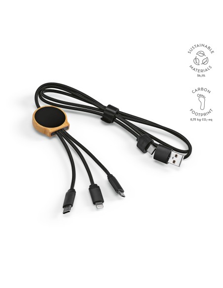 Asimov cavo 5-in-1 in bambù e rPET. Logo retroilluminato.