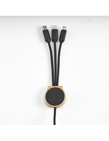 Asimov cavo 5-in-1 in bambù e rPET. Logo retroilluminato.