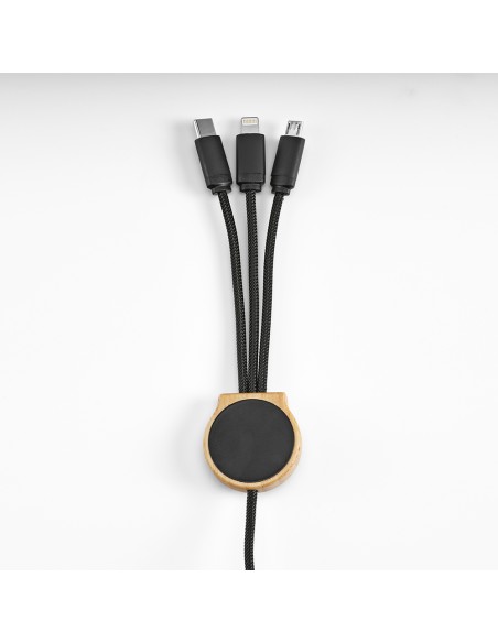 Asimov cavo 5-in-1 in bambù e rPET. Logo retroilluminato.