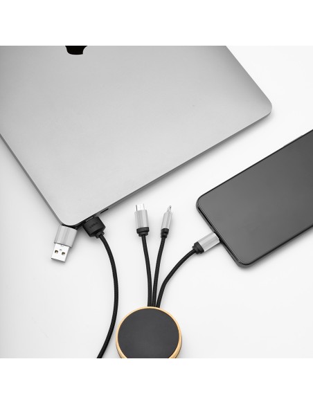 Cavo Feynman 5-in-1 realizzato in bambù e rPET