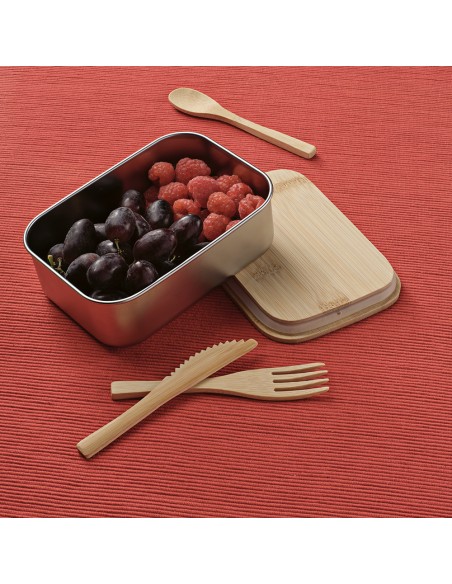 Box pranzo Warhol rSS 740ml con coperchio in bamboo e posate