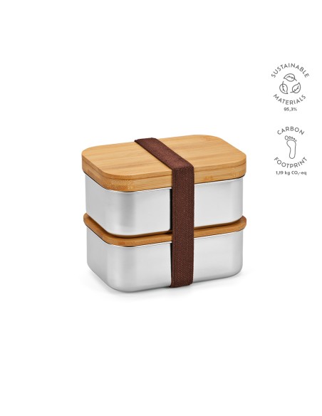 Box pranzo Vermeer 1480ml rSS con coperchio in bamboo e posate