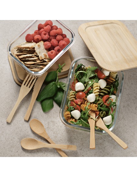 Box pranzo Van Gogh 1090ml in vetro borosilicato e bambù