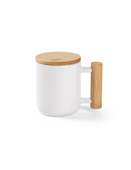 Tazza Douro 380ml in ceramica con coperchio e manico in bambù