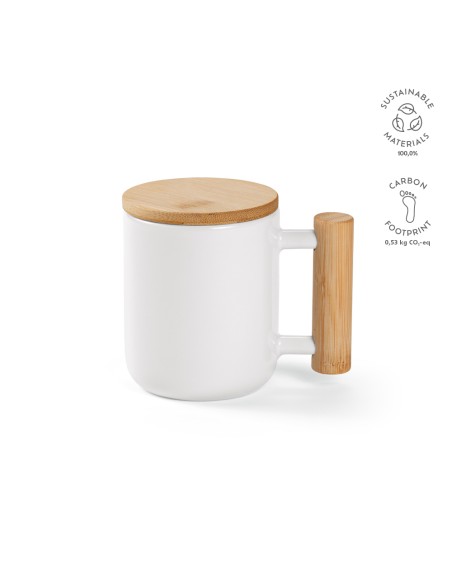 Tazza Douro 380ml in ceramica con coperchio e manico in bambù