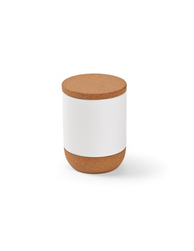 Tazza Ebro 380ml in ceramica, con coperchio e base in sughero