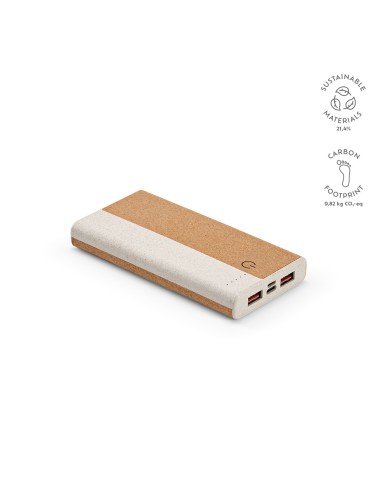 Powerbank Archimedes, sughero e paglia di grano, 10.000mAh.