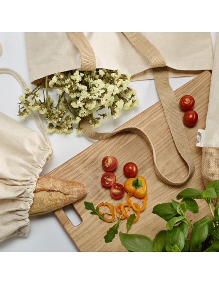 Borsa Denali in cotone riciclato 180 gsm e juta 275 gsm