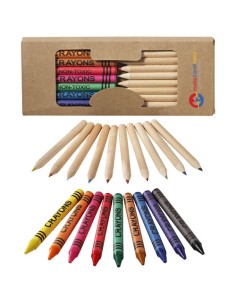 Set di matite e pastelli a cera colorati da 19 pezzi Lucky