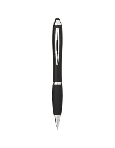 Penna a sfera colorata con stylus e impugnatura nera Nash (inchiostro blu)