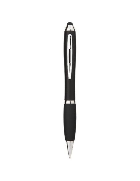 Penna a sfera colorata con stylus e impugnatura nera Nash (inchiostro blu)