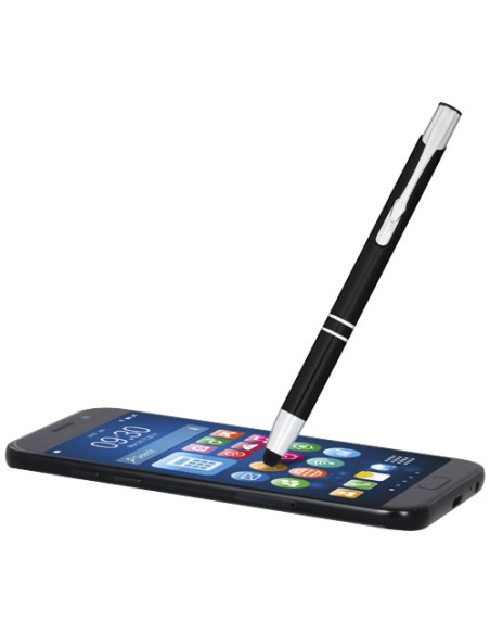 Penna a sfera metallica con stylus Moneta (inchiostro blu)