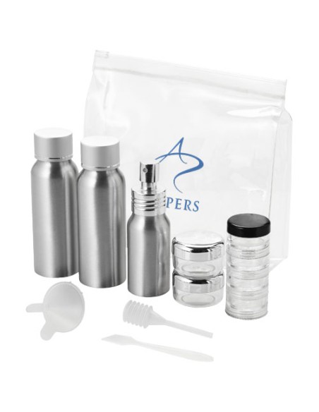 Set di flaconi da viaggio in alluminio Frankfurt approvati dalle compagnie aeree