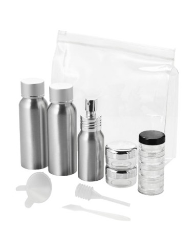 Set di flaconi da viaggio in alluminio Frankfurt approvati dalle compagnie aeree