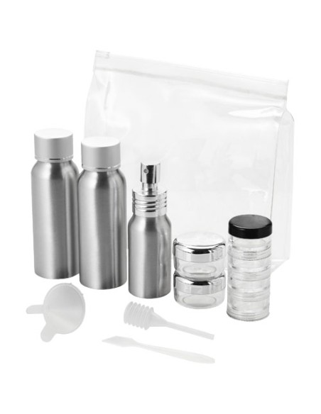 Set di flaconi da viaggio in alluminio Frankfurt approvati dalle compagnie aeree