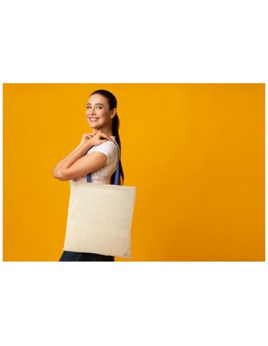 Shopper in cotone 100 g/m² con manici colorati Nevada - 7L