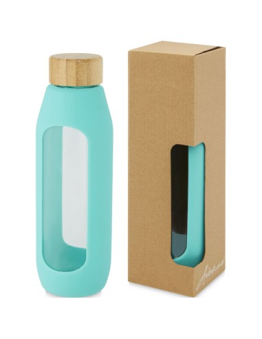 Borraccia in vetro borosilicato da 600 ml con impugnatura in silicone Tidan