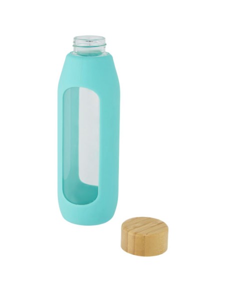 Borraccia in vetro borosilicato da 600 ml con impugnatura in silicone Tidan