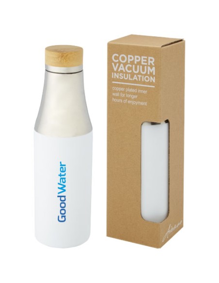 Borraccia termica in acciaio inossidabile con isolamento sottovuoto in rame e coperchio in bambù da 540 ml Hulan