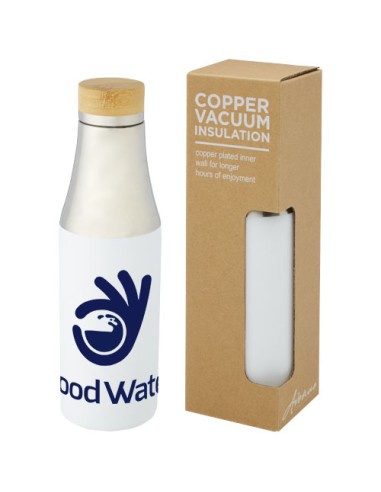 Borraccia termica in acciaio inossidabile con isolamento sottovuoto in rame e coperchio in bambù da 540 ml Hulan