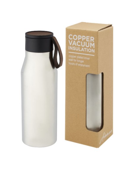Borraccia in acciaio inossidabile da 500 ml con isolamento sottovuoto in rame, coperchio e cinturino in finta pelle Ljungan