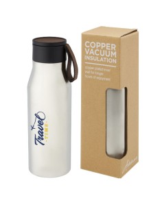 Borraccia in acciaio inossidabile da 500 ml con isolamento sottovuoto in rame, coperchio e cinturino in finta pelle Ljungan