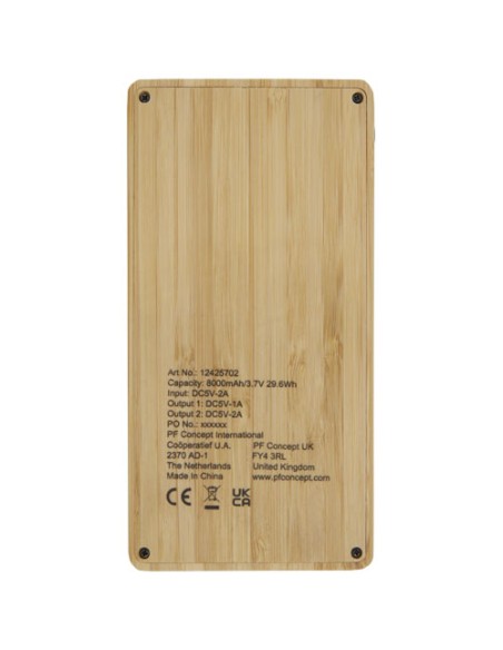 Power bank a energia solare da 8000 mAh in bambù Alata