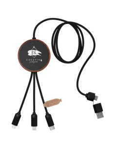 Cavo di ricarica 5 in 1 in rPET riciclato con logo luminoso e stazione di ricarica da 10 W SCX.design C40