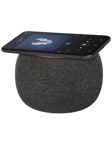 Speaker Bluetooth® con stazione di ricarica wireless in bambù/PET riciclato Ecofiber