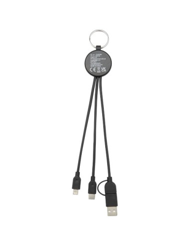 Cavo di ricarica 6 in 1 in plastica riciclata/bambù con portachiavi Tecta