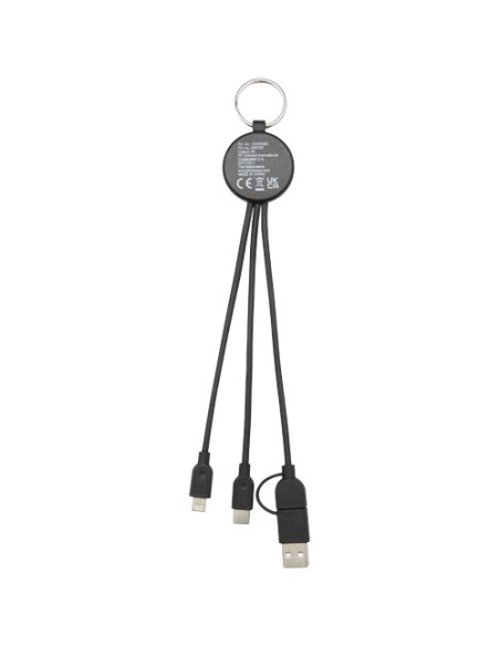 Cavo di ricarica 6 in 1 in plastica riciclata/bambù con portachiavi Tecta