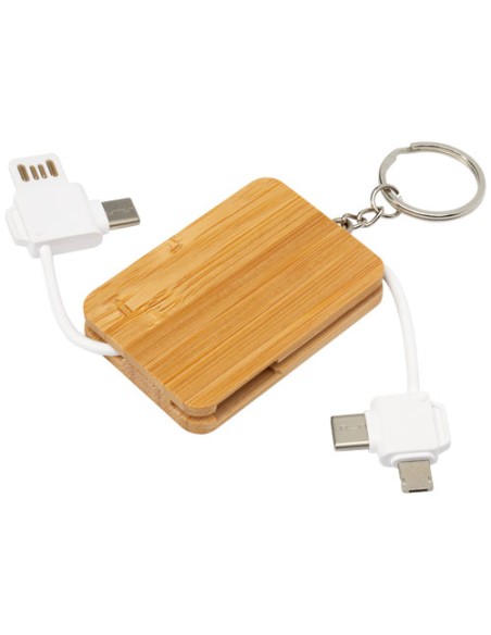 Cavo di ricarica con portachiavi in bambù 6 in 1 retrattile Reel