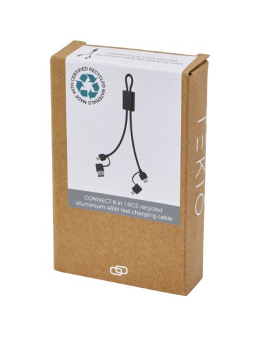 Cavo di ricarica rapida e trasferimento dati 6 in 1 in alluminio riciclato RCS da 45 W Connect
