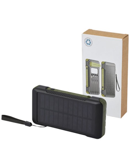 Power bank a dinamo solare in plastica riciclata RCS da 10.000 mAh Soldy 