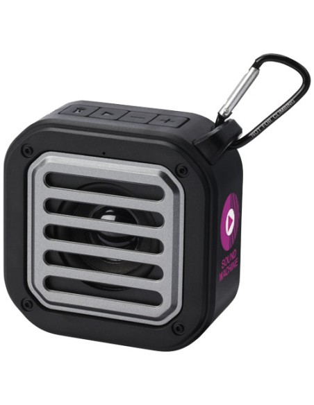 Speaker Bluetooth® IPX5 a ricarica solare in plastica riciclata RCS da 3 W con moschettone Solo 