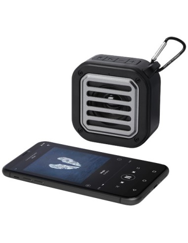 Speaker Bluetooth® IPX5 a ricarica solare in plastica riciclata RCS da 3 W con moschettone Solo 