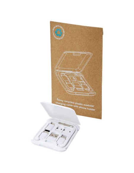 Cavo di ricarica modulare in plastica riciclata con supporto per telefono Savvy