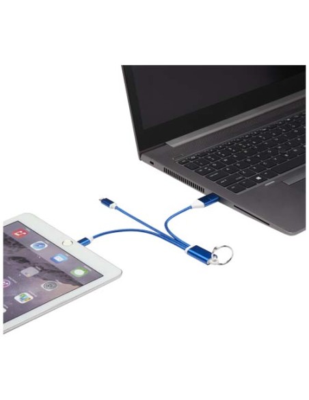 Cavo di ricarica in alluminio riciclato 4 in 1 con portachiavi Metal