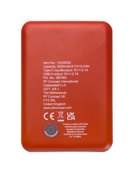 Power bank da 5000 mAh di Tipo C in plastica riciclata Asama