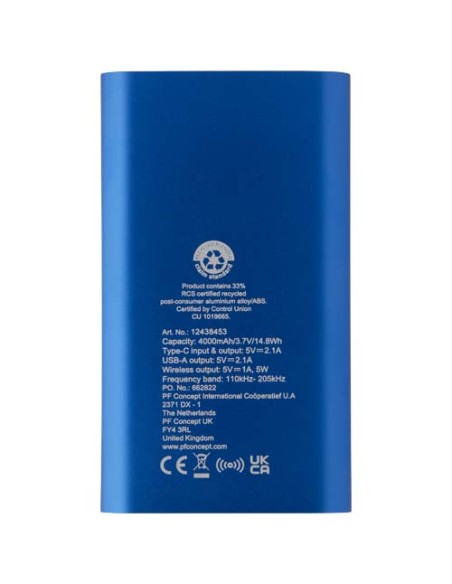 Power bank wireless da 4000 mAh Type C in alluminio riciclato Juice 