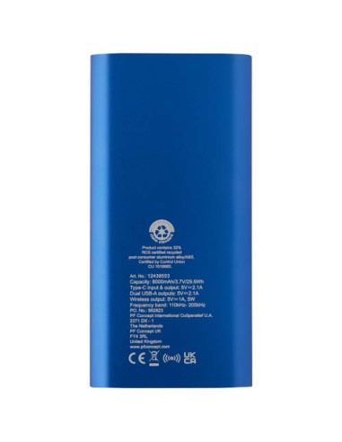 Power bank wireless da 8000 mAh Type C in alluminio riciclato Juice