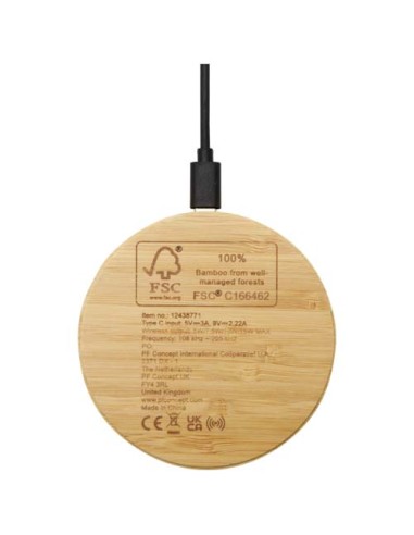 Stazione di ricarica wireless in bambù da 15 W Essence