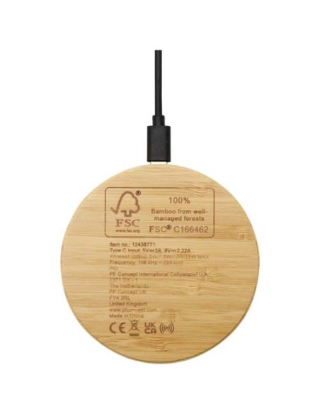 Stazione di ricarica wireless in bambù da 15 W Essence