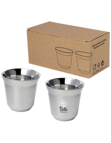  Set di tazze per caffè espresso in acciaio inossidabile certificato RCS da 80 ml Duo 