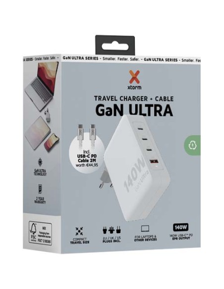 Caricabatterie da viaggio da 14 0W con cavo USB-C PD da 240 W Xtorm XVC2140 GaN Ultra