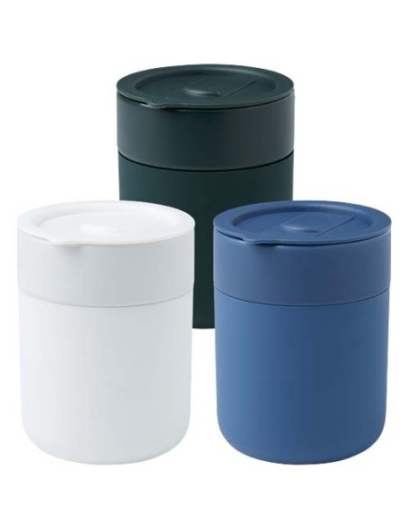 Bicchiere in ceramica con involucro in silicone e coperchio in plastica da 330 ml Java