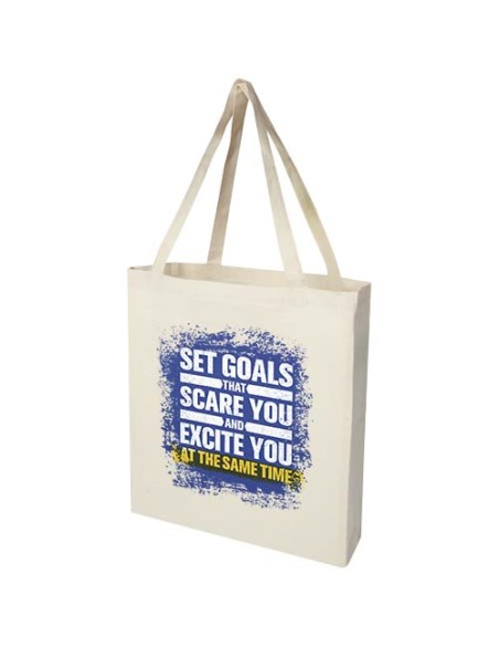 Tote bag a soffietto in cotone riciclato certificato GRS da 140 g/m² Madras - 12L