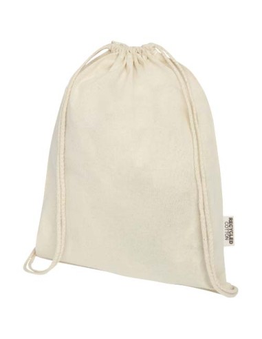 Borsa con cordoncino in cotone riciclato certificato GRS da 140 g/m² Oregon